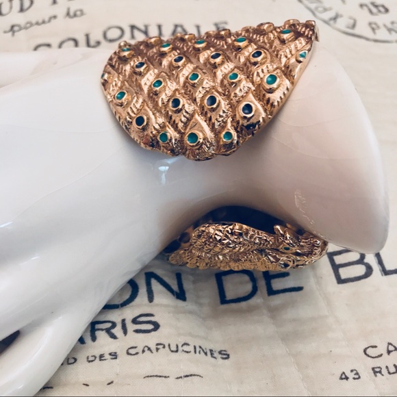 SOLD Designer peacock multi stone hinged bracelet - Picture 3 of 8